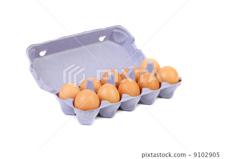 Brown eggs in egg box. 9102905