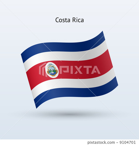 Costa Rica flag waving form. Vector illustration. 9104701