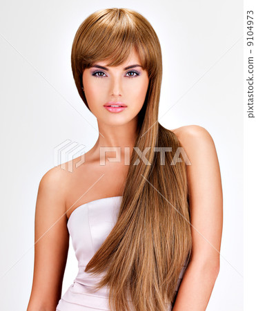 Beautiful indian woman with long straight brown hair Beautiful indian woman with long straight brown hair 9104973