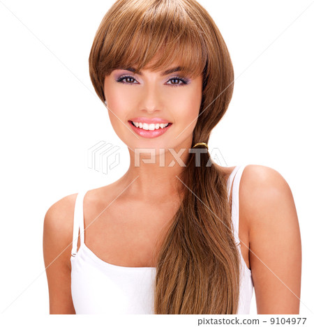 Face of a smiling beautiful indian woman with long  hair 9104977