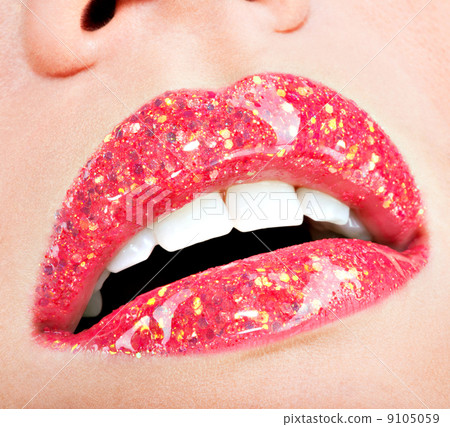 beautiful female lips with shiny red gloss lipstick beautiful female lips with shiny red gloss lipstick 9105059