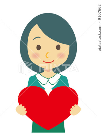 A girl with a heart and a semi-long 9107662