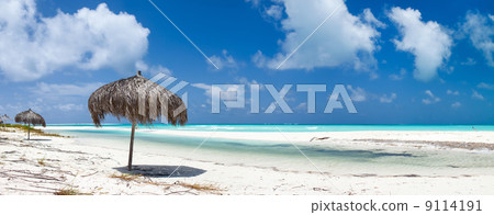 Beautiful Caribbean beach panorama 9114191