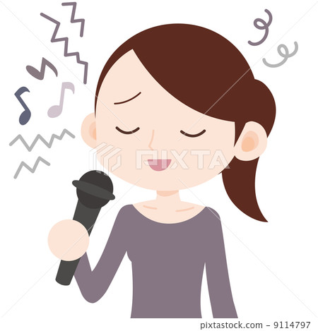 Woman tone deep singing at karaoke 9114797