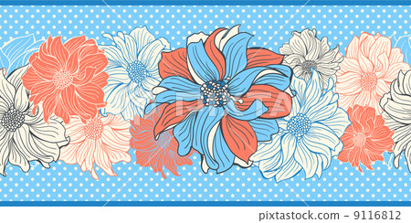 Hand-drawn flowers of dahlia 9116812