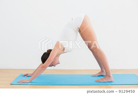 Side view of a woman exercising on mat 9129450