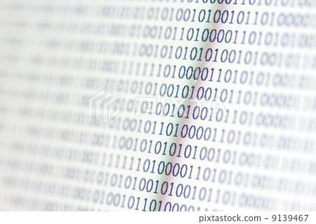 0,1, binary code on LED computer monitor 9139467