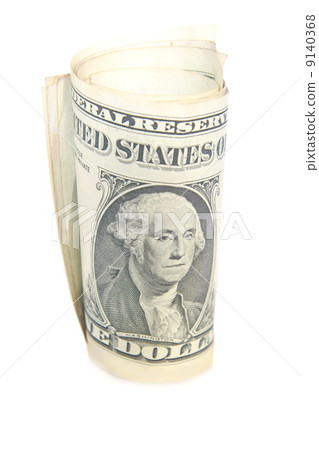 One dollar bill roll isolated on white One dollar bill roll isolated on white 9140368