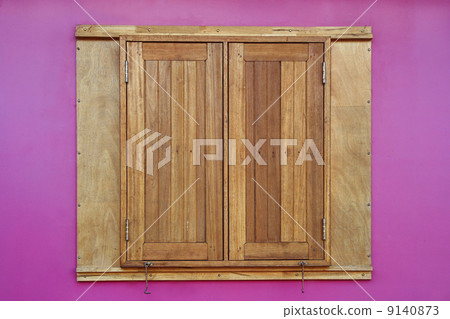 wood window on pink wall wood window on pink wall 9140873
