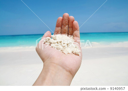 hand hold beach sand hand hold beach sand 9140957