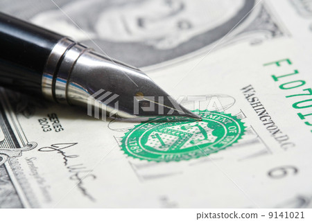 Metal Nib Pen on dollar bill 9141021