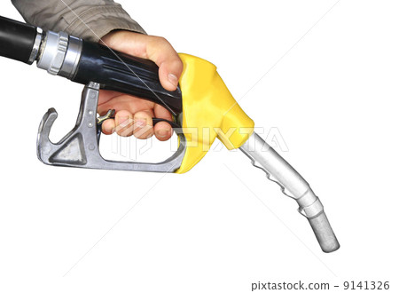 Male hand holding gas pump isolated Male hand holding gas pump isolated 9141326
