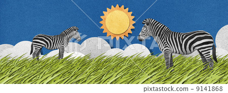 Zebra made from recycled paper background Zebra made from recycled paper background 9141868