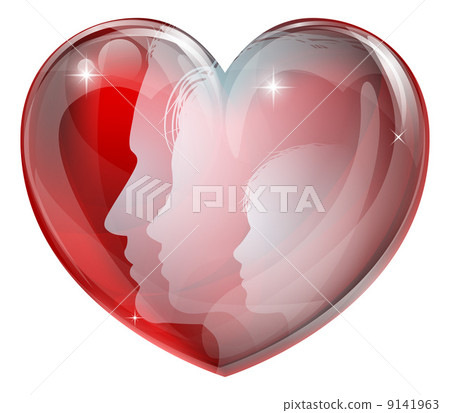 Family faces heart silhouettes Family faces heart silhouettes 9141963