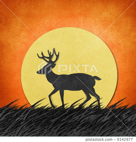 Deer made from recycled paper craft background Deer made from recycled paper craft background 9142977