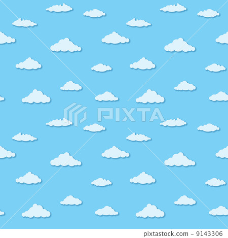 Vector seamless pattern - clouds on blue sky - Stock Illustration ...