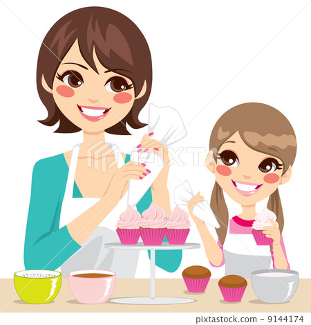 Family Decorating Cupcakes 9144174