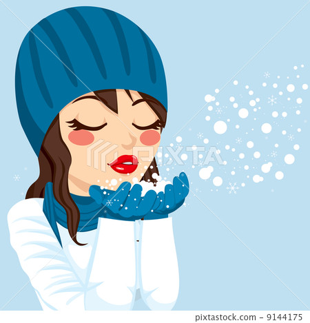 Woman Blowing Snow Christmas Magic 9144175