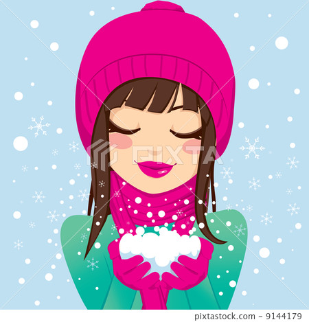 Smiling Woman With Snow 9144179