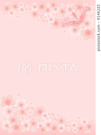 Cherry blossom and swallowtail butterfly vertical Cherry blossom and swallowtail butterfly vertical 9146285