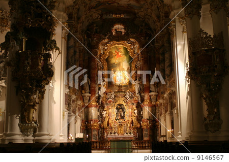 Inside of World Heritage Wies church Germany 9146567