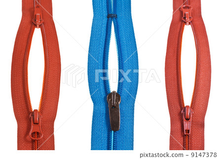 set of closed-ended plastic zip fastener close up 9147378