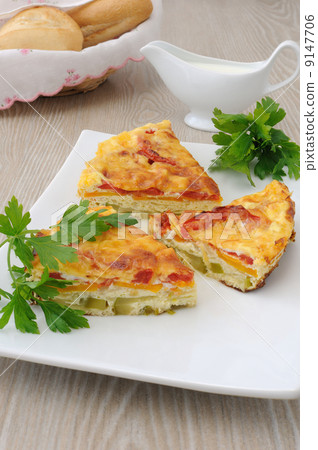 slices of omelette with vegetables 9147706