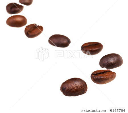 winding line pattern from roasted coffee beans 9147764