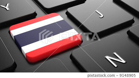 Thailand - Flag on Button of Black Keyboard. 9148905