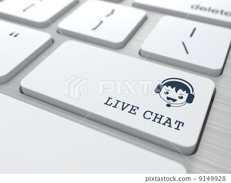 Live Chat on White Keyboard Button. 9149928
