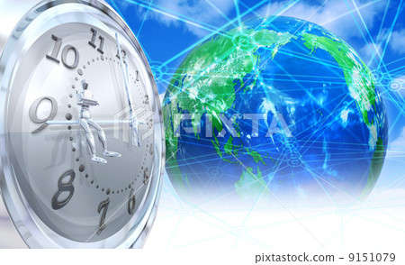 A robot looking at the earth's time 9151079