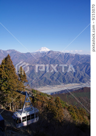 Minobuzan索道和富士山 9153070