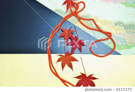 秋季內容·5片紅色編織和紅楓鳥瞰·Yuzen圖案,3種金色,黑色日本紙背側位 秋季內容·5片紅色編織和紅楓鳥瞰·Yuzen圖案,3種金色,黑色日本紙背側位 9153373