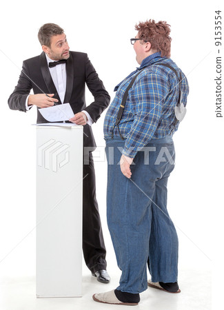 Elegant man arguing with a country yokel Elegant man arguing with a country yokel 9153554