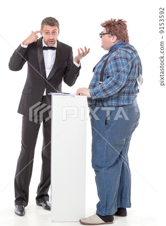 Elegant man arguing with a country yokel Elegant man arguing with a country yokel 9153592