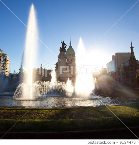 Building of Congress and the fountain in Buenos Aires, Argentina 9154473