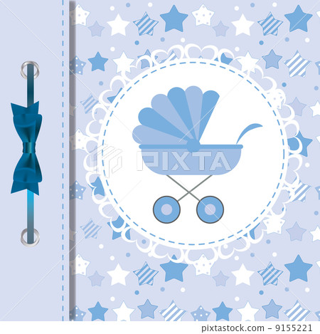 Vector illustration of BLUE baby carriage for newborn boy 9155221