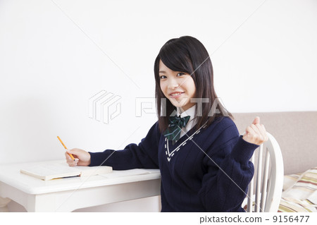 High school girl studying at home High school girl studying at home 9156477
