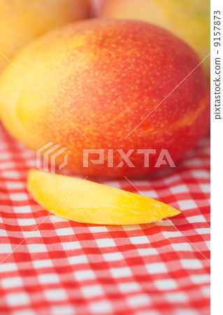 mango fruit on checkered fabric 9157873