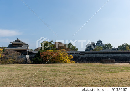 Kumamoto castle Ninomaru looks at the castle tower, Uwa Oborg, Ogai Oil tower 9158667