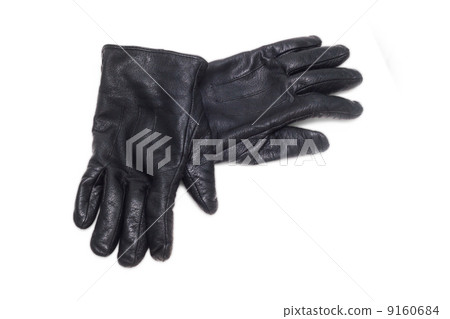 black pair leather gloves isolated on white background 9160684