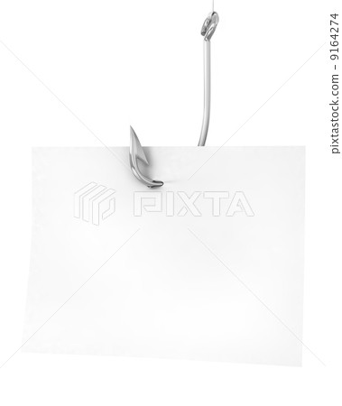 Blank note paper on a fishing hook 9164274