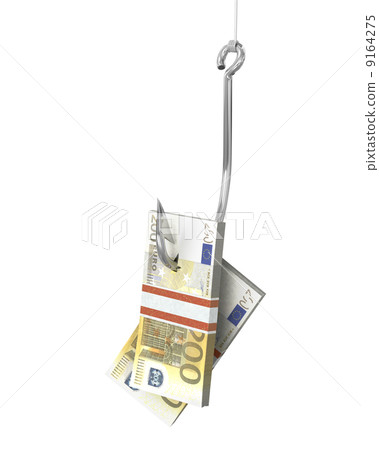 Pack of euro on a fishing hook 9164275