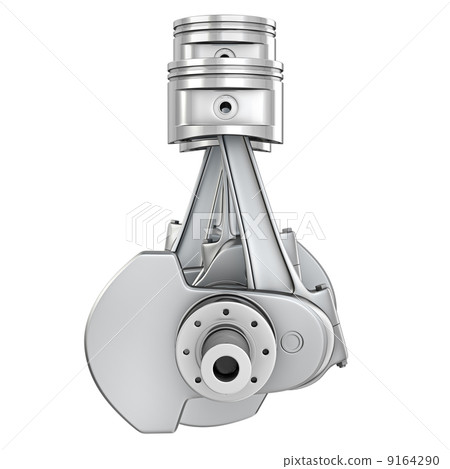 Engine pistons on a crankshaft, front view 9164290