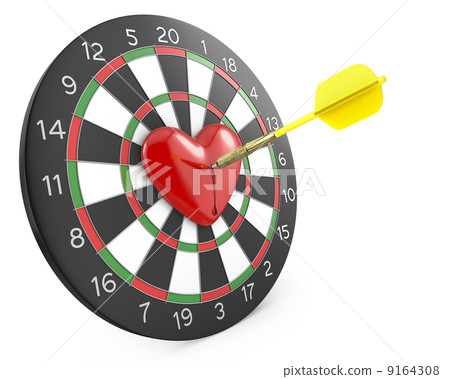 Dart hit the heart in the center of datrboad 9164308