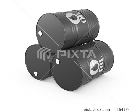 Pyramid of three oil barrels 9164374