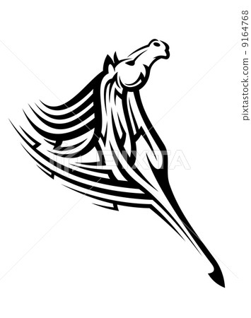 Black tribal horse mascot Black tribal horse mascot 9164768