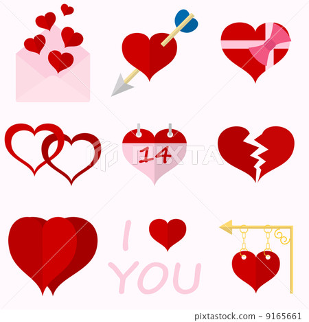 Set icons of Valentine's day red hearts signs - Stock Illustration ...