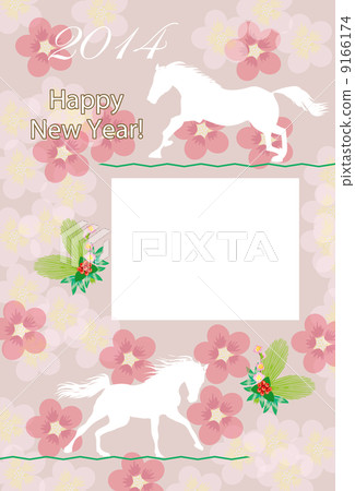 馬例證新年的卡片畫框 馬例證新年的卡片畫框 9166174