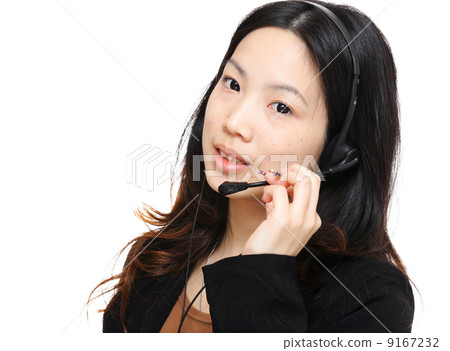 asian woman wearing headset asian woman wearing headset 9167232
